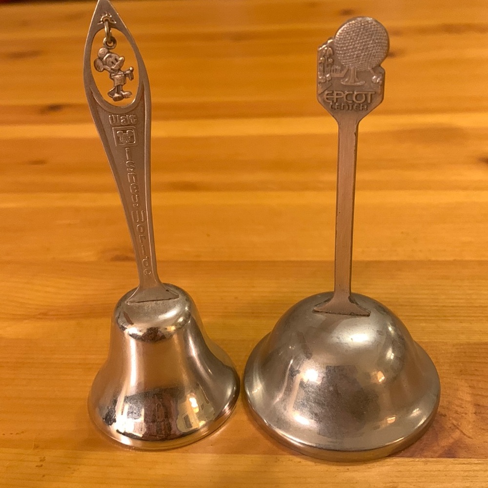 2 vintage bells, Disney Mickey Mouse and Epcot (1982) center, EUC